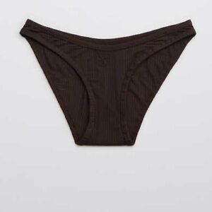 Sz L aerie ladiesribbed high cut bikini underwear black new with tag never worn